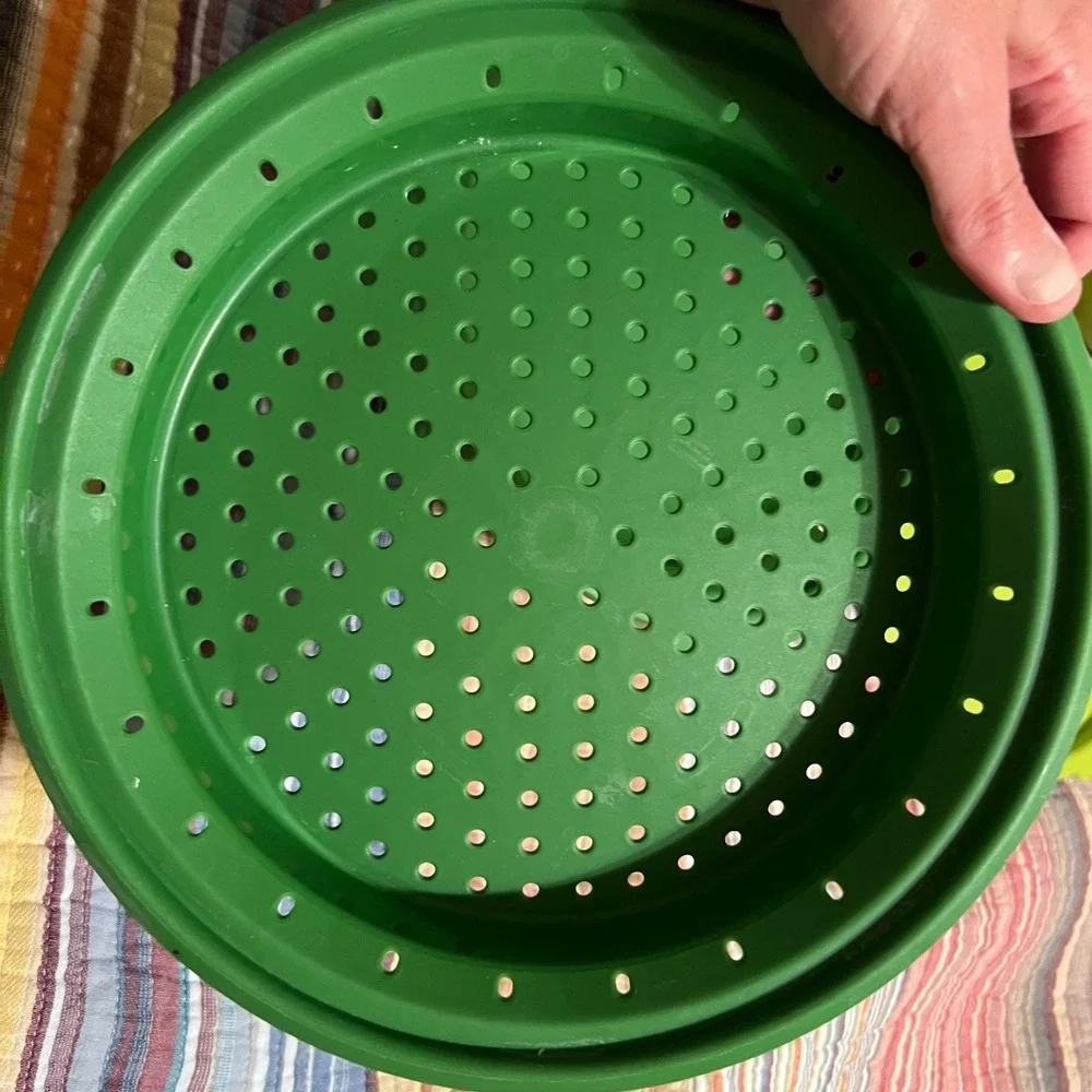 Tupperware MicroGourmet Steamer Microwave Cookware Set Green‎ Lime Colander